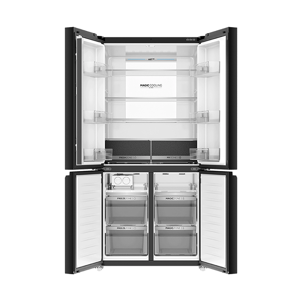 Haier 630L Black Glass 4-door Convertible Refrigerator